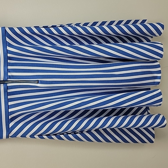 KATE SPADE BLUE / WHITE STRIPED CAP SLEEVE MINI DRESS SIZE SMALL - Picture 9 of 13